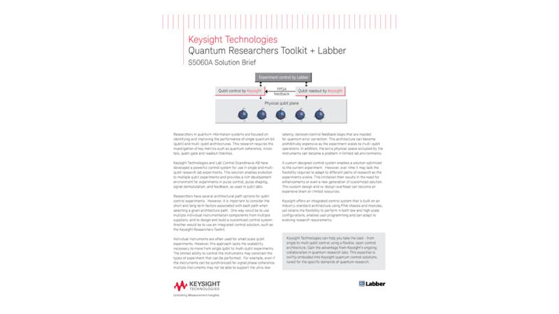 Quantum Researchers Toolkit + Labber - S5060A Solution Brief